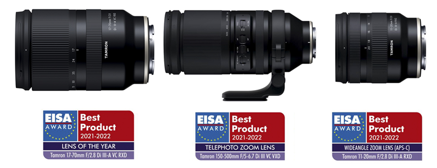 Tres objetivos TAMRON galardonados en los premios EISA 2021-2022